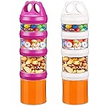 BeneLabel Stackable Food Storage Containers with Twist Lock System - BPA-Free Tritan Containers for Travel, Formula, Protein Powder, Snacks - Leakproof & Dishwasher Safe (Red and White, 31oz per)