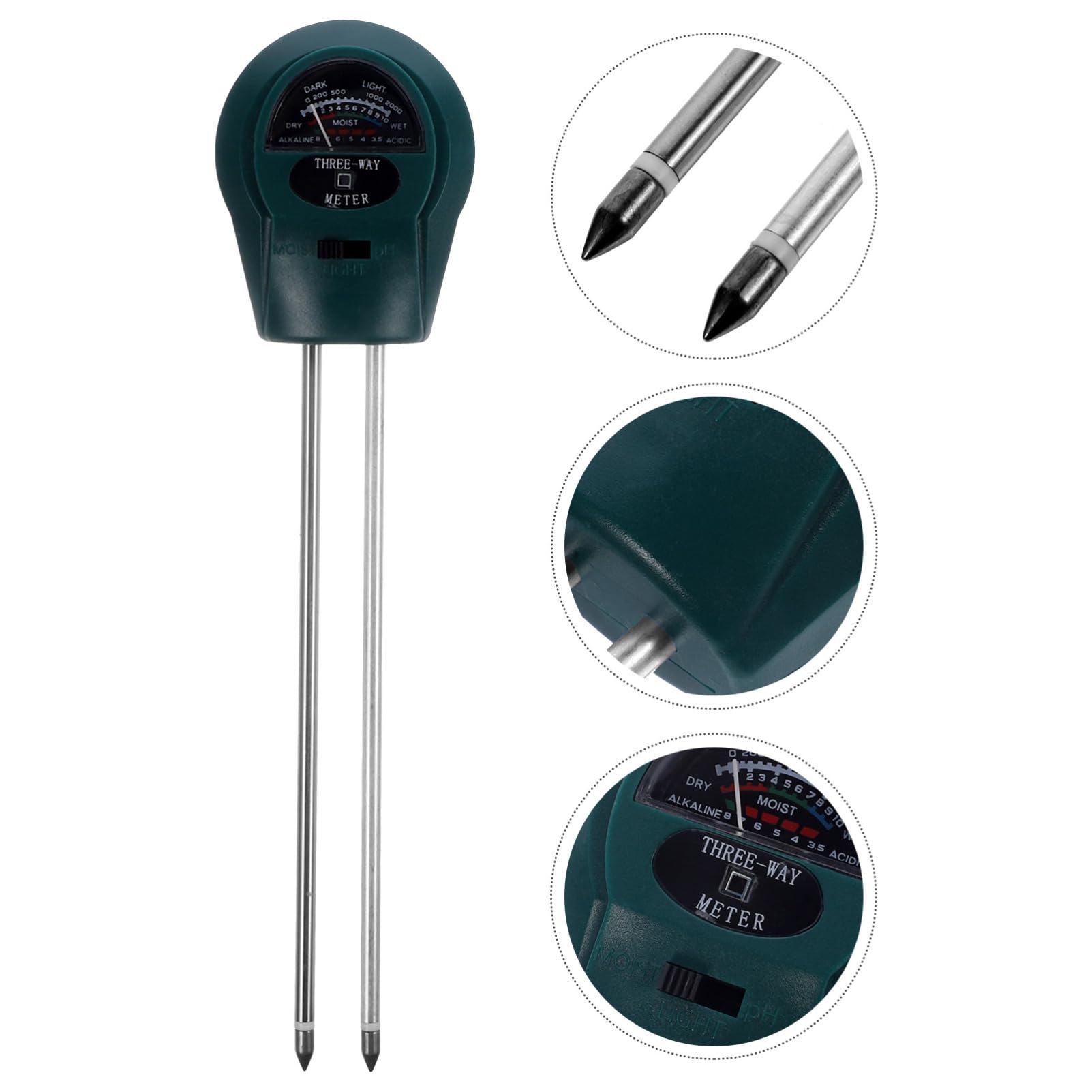 BESPORTBLE 4 Piezas Detector De Suelo Probador De Suelo Medidor De Suelo Kit De Prueba De Suelo Termómetro De Suelo Tierra Para Macetas Plantas De Interior Suelo Suculento El Plastico Green