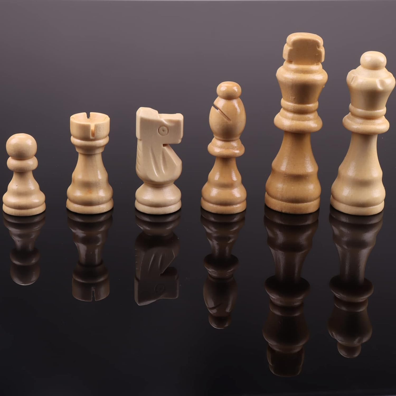 ziphia Wooden Chess Pieces Only, 32 Pieses Standard Tournamen Staunton Wood Chessmen - 3.05 Inch King / Storage Bag / Gift Package Replacement of Missing Piece