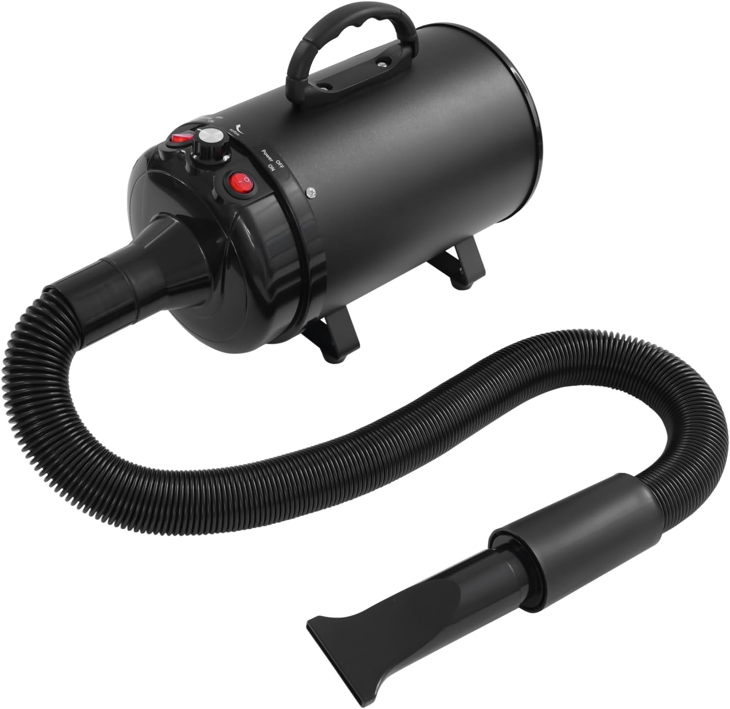Pet Dryer, 2200W High Velocity Dog Hair Dryer Adjustable Speed and Temperature Control Dog Blow Dryer Low Noise Professional Dog Grooming Dryer with 4 Nozzles Detachable Hose (Black)