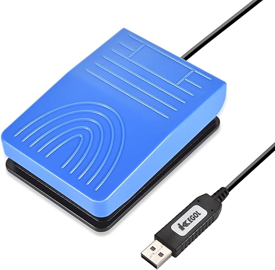 [Upgraded] iKKEGOL USB Foot Pedal Switch Video Game PC Hands Free Footswitch One Key Control Program Computer Mouse Keyboard HID with 2M Cable Blue