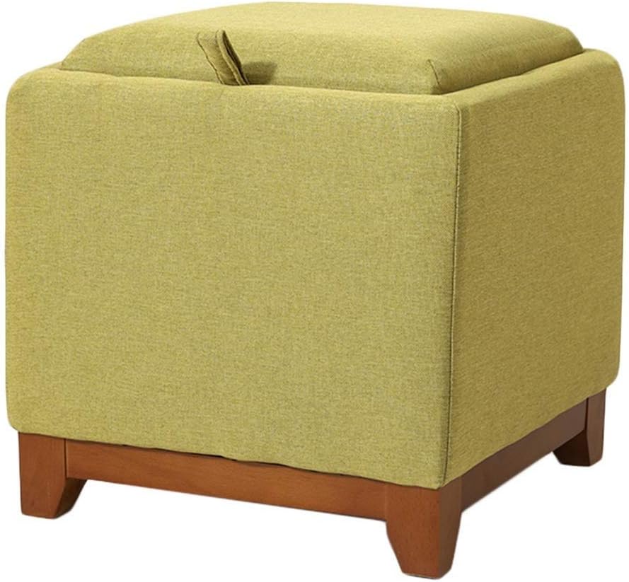 Footstool, Footstool Cloth Square Stool Household Solid Wood Multifunction Storage Change The Shoe Bench, 10 Colors Comfortable and Durable (Color : A, Size : 40X38X40CM)