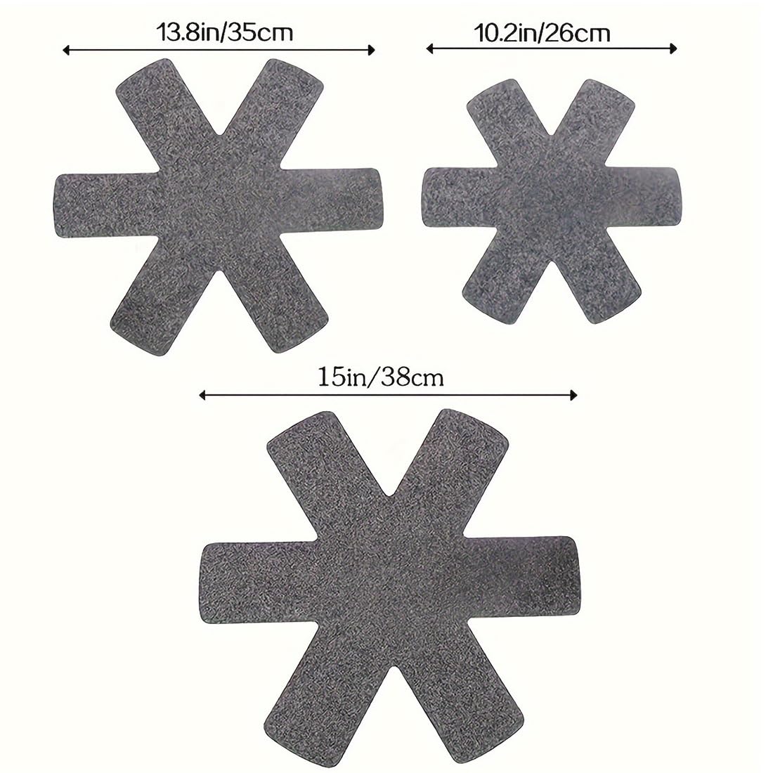 IKOPFLN 12 Pièces Protege Poele Protection Poele et Casserole Protege Casserole et Poele Dessous de Plats Protections de Casseroles Anti-Rayures 3 Tailles (26/36/38Cm) Gris+Noir