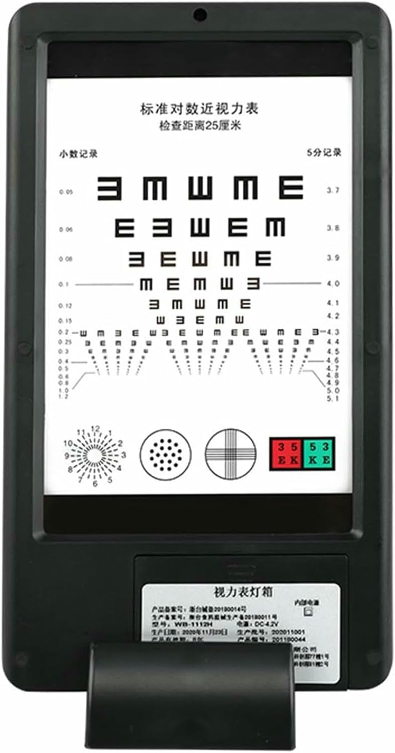 Rechargeable Vision Chart, LED Double-Sided Vision Chart Light Box, Adjustable Brightness, Front 30CM/Back 25CM Measuring Distance, Optometry Equipment