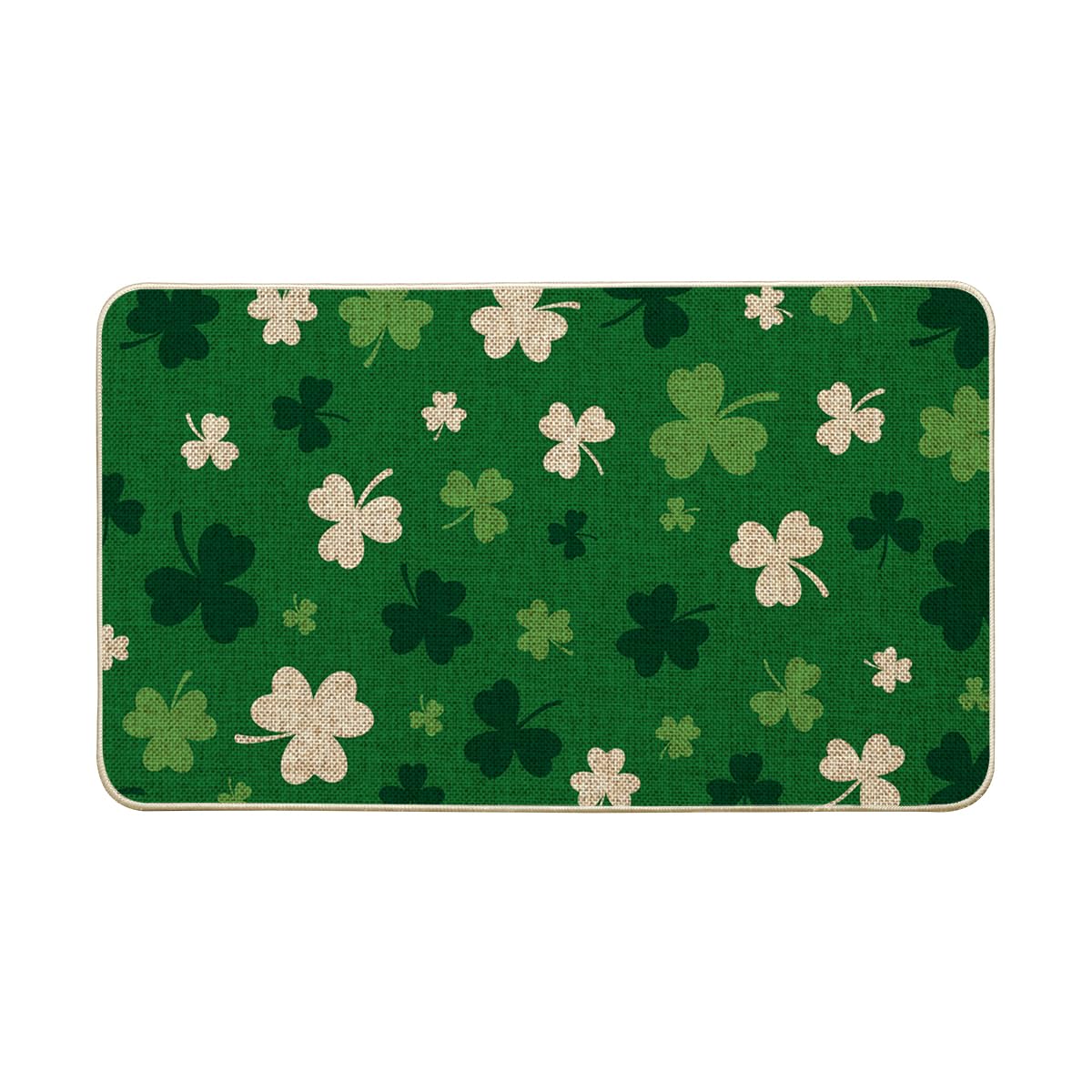 Artoid Mode Green Cute Shamrock St. Patrick's Day Doormat, Home Decor Low-Profile Switch Rug Door Mat Floor Mat for Indoor Outdoor 17x29 Inch