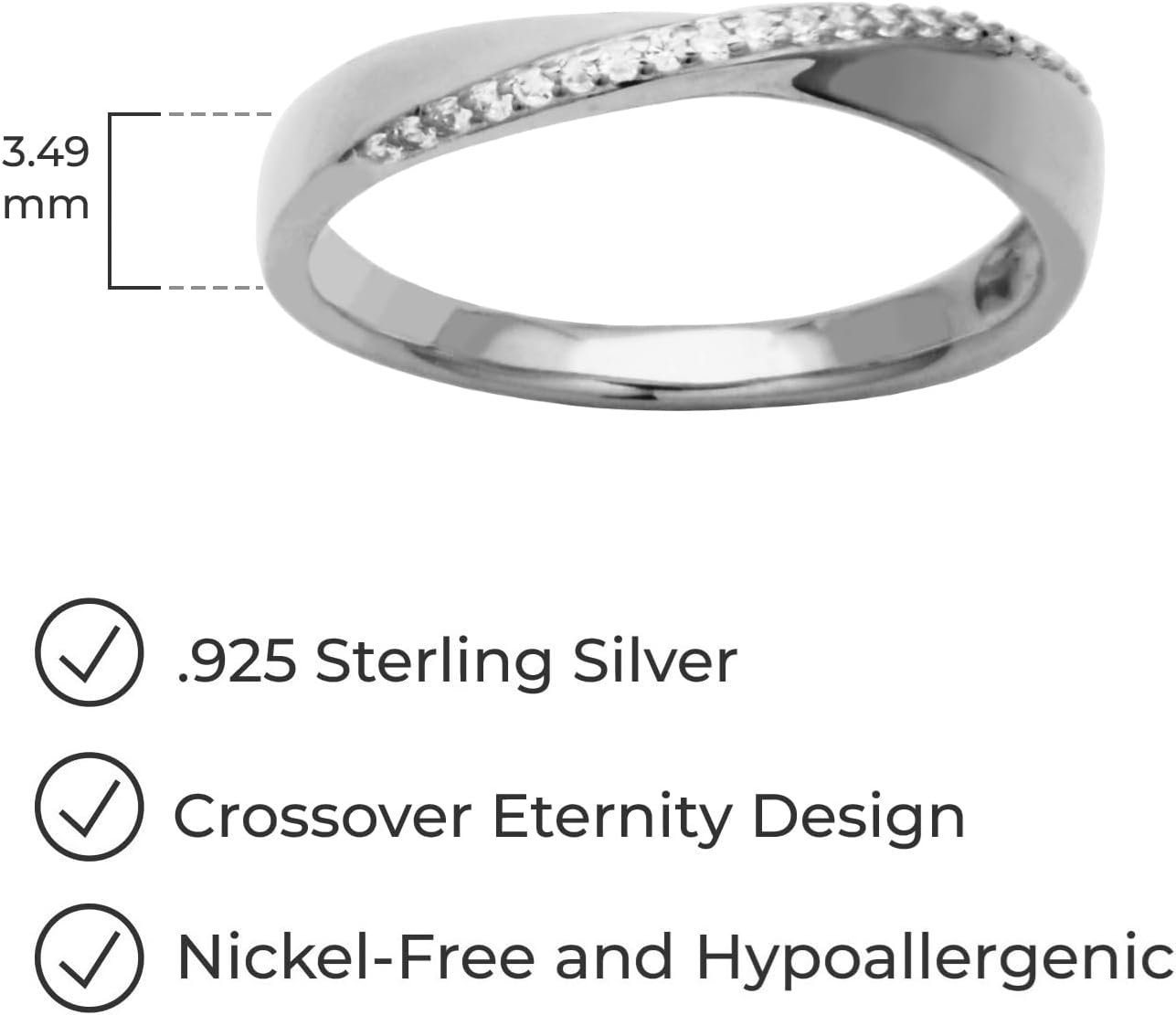 Amazon Essentials Cubic Zirconia Crossover Eternity Ring in Sterling Silver - Image 4