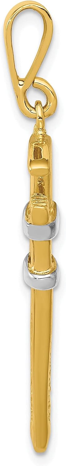 14K Two Tone Gold Pipe Wrench Charm Plumbers Jewelry