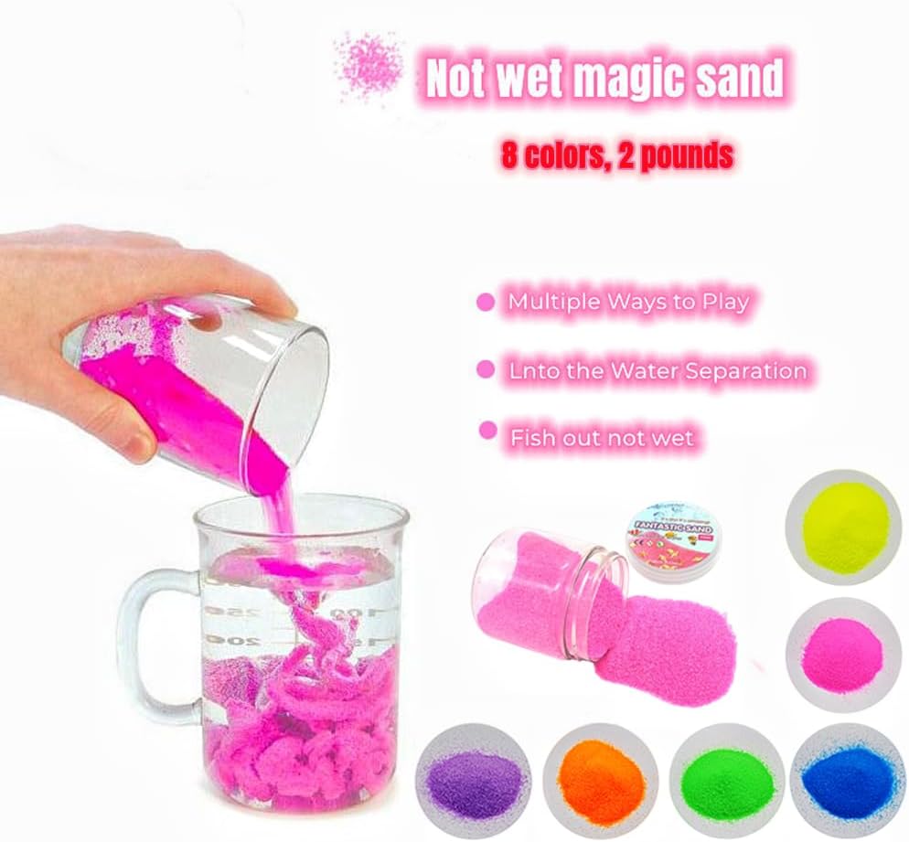 XIYUAN 2lbs Colorful Magic Sand Amazing Space Sand Hydrophobic Sand Kids Happy Play Sand Toys Never Gets Wet Sand Novelties Party Favors Educational Innovations Gift 8 Colors