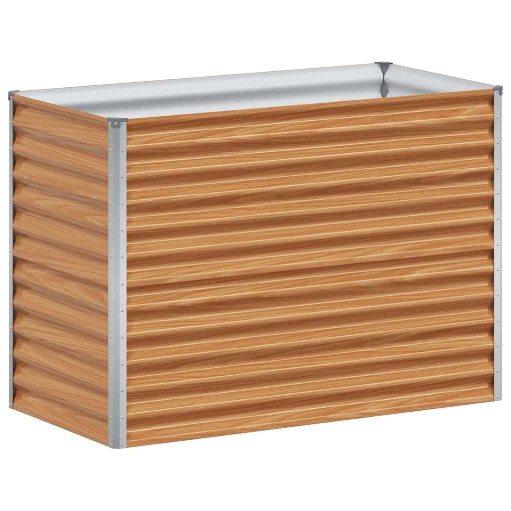 Jardinera de color marrón claro de acero galvanizado, 98 x 50 x 68 cm, con material resistente, resistente a la intemperie, para jardín, terraza y balcón, adecuado como maceta, maceta