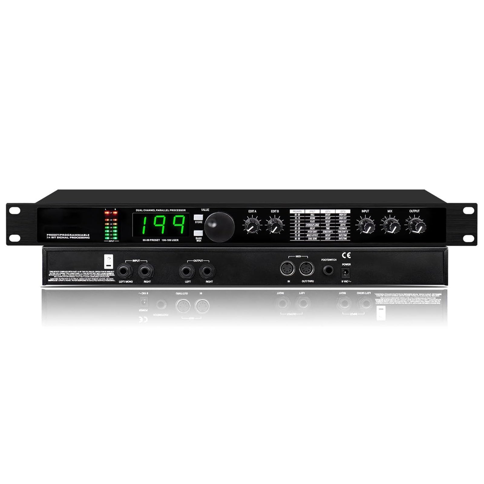 Generico Equalizzatore for processore Audio, processore DSP multieffetto con Riverbero Digitale, Elaborazione del Segnale a 24 Bit preimpostata/programmabile, for Studio, Performance sul palco