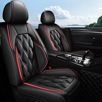 AOMSAZTO Car Seat Covers,2 Front Seats Custom Fit for Mazda CX-3 2016 2017 2018 2019 2020 2021,Leather Car Seat Cover Seat Cushion Protector,Airbag Compatible Waterproof Black