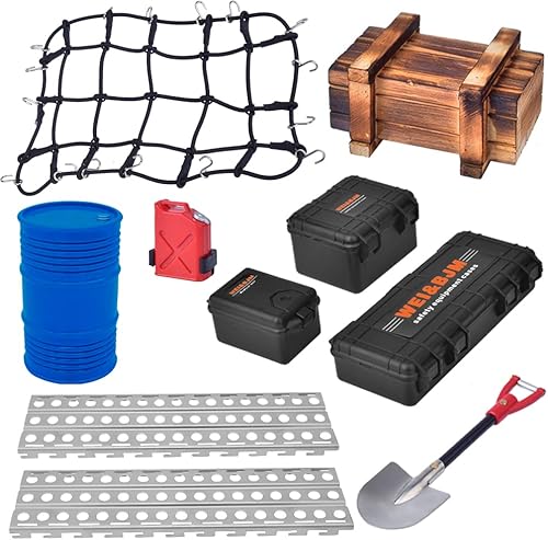 Globact 110 RC Crawler Accesorios Red de equipajeTambor de aceitecaja de maderatanque de combustibletablero de recuperacióncaja de herramientaspala