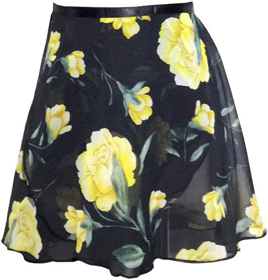 Limiles Girls Chiffon Wrap Ballet Skirt Dance Skate Over Scarf S M L Size (Floral 11, S)