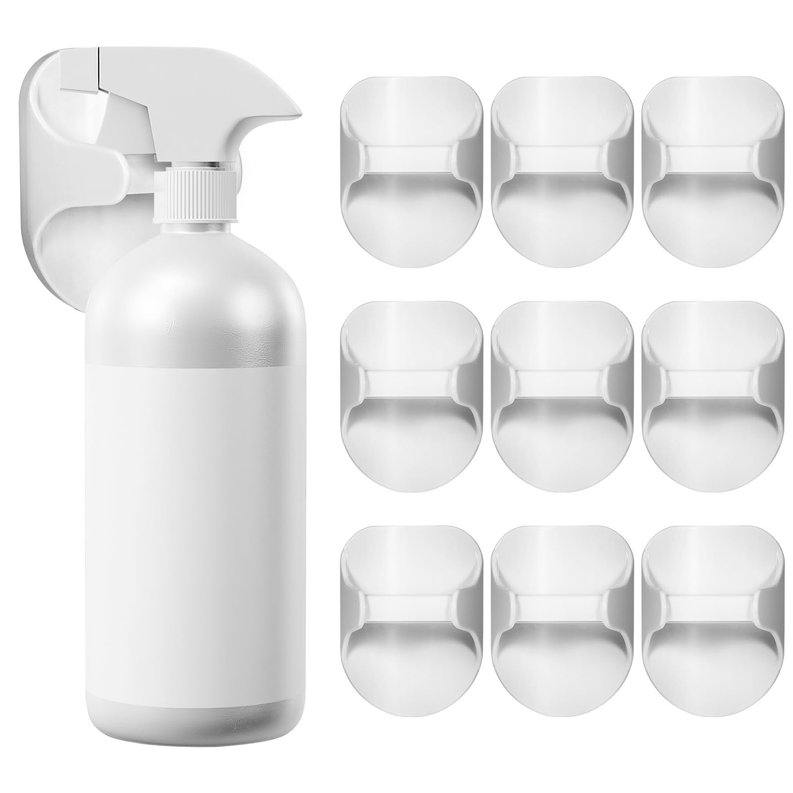 Support Pulvérisateur Adhésif Blanc en ABS pour Rangement Mural sans Perçage x10