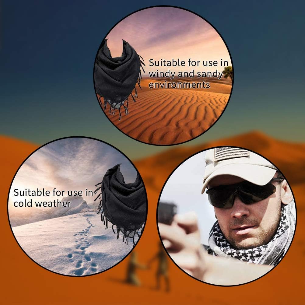 Miniatura 9 de Luxns Bufanda táctica militar Shemagh del desierto 100% algodón Keffiyeh bufanda para hombres y mujeres