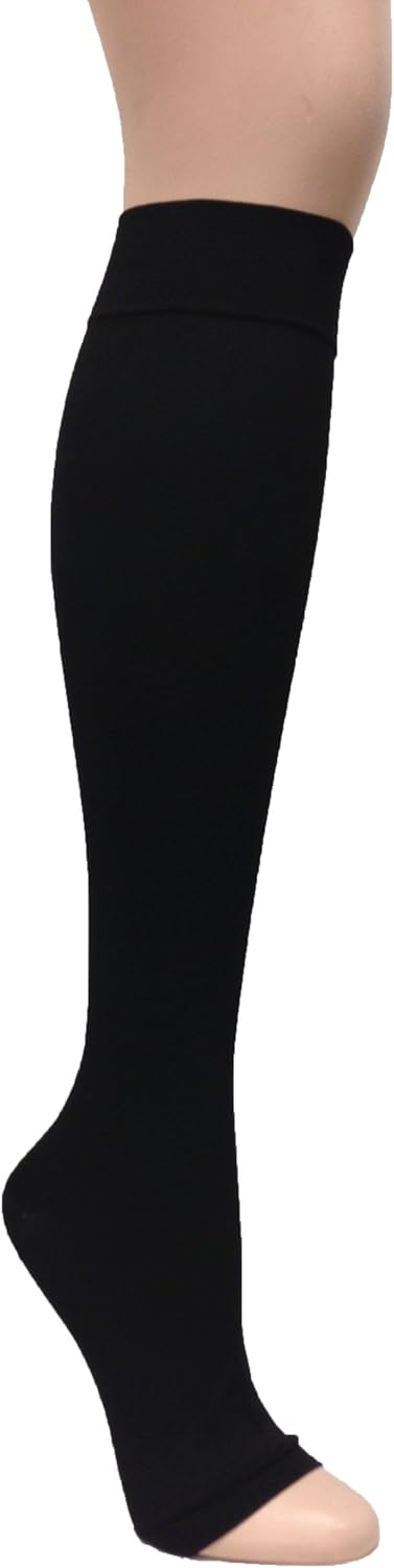 GABRIALLA Microfiber Graduated Compression Open Toe Knee High Stockings (25-35 mmHg) H-304 3 Pack