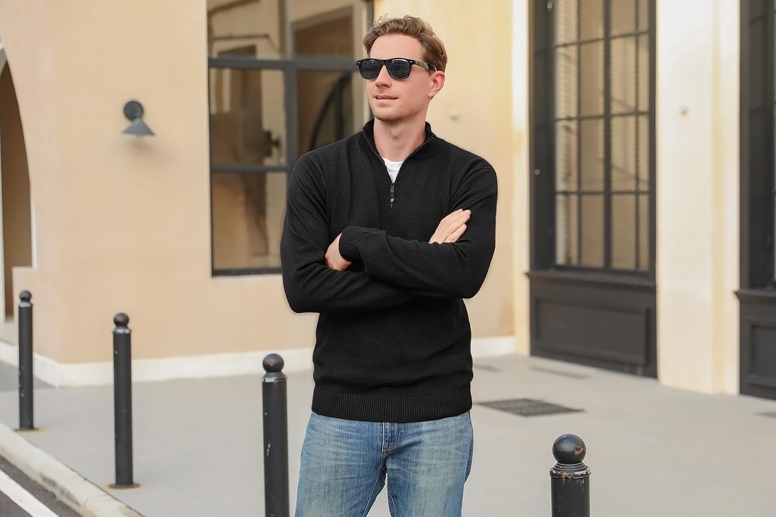 iClosam Maglione Uomo Invernali Collo Alto con Zip Pullover Giacca in Maglia Maglione Pullover Invernale Tenere Caldo