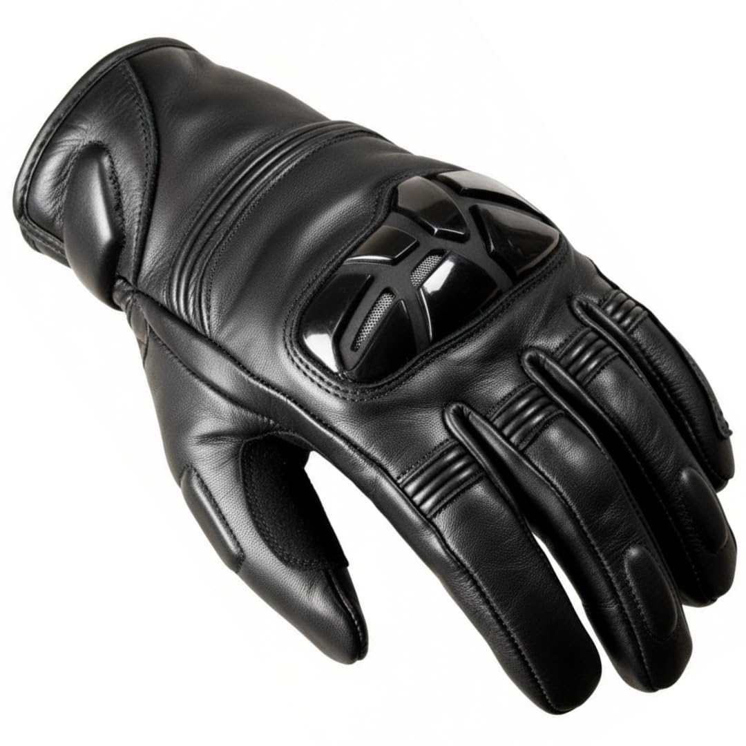 MDM Guanti Moto Pelle Uomo con Protezioni – Nappa Premium, antiscivolo, touchscreen, chiusura a strappo, comodi e resistenti all’abrasione