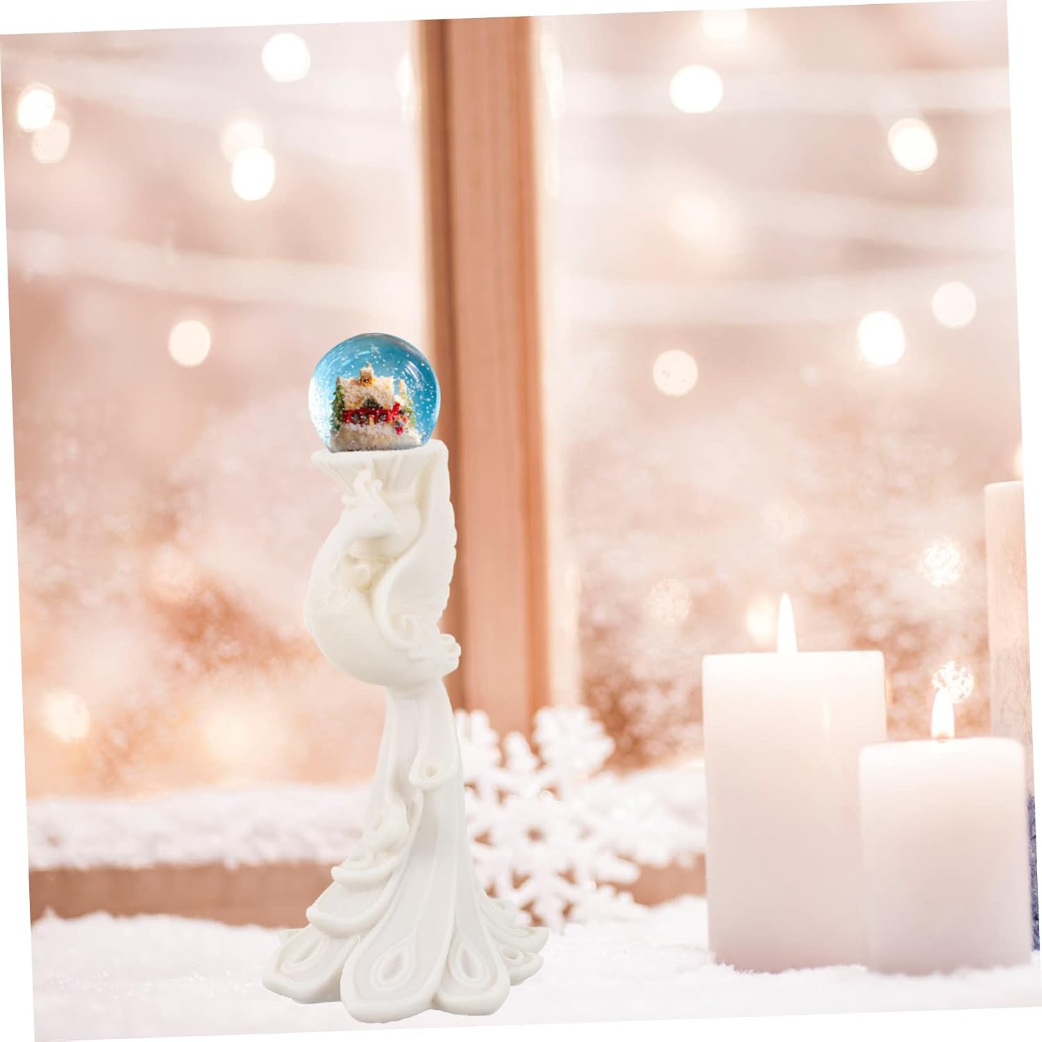 Alipis Phoenix Crystal Balls Resin Base Sphere Display Stand White Resin Ornament for Home Villa Living Bar Decoration Fits Crystal Balls Craftsmanship Elegant Design for Bedroom and Office