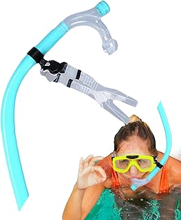 Roqalmia Snorkel de natación para natación de regazo, tubo de esnórquel seco, boquilla de silicona, soporte de correa de cabeza de entrenamiento, equipo de buceo para mujeres y hombres, buceo acuático