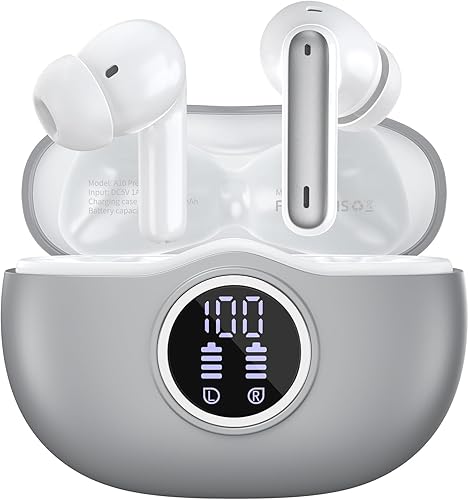 Auriculares inalámbricos Bluetooth 5.3, 40 horas de reproducción con pantalla LED, graves profundos estéreo y cancelación de ruido, auriculares