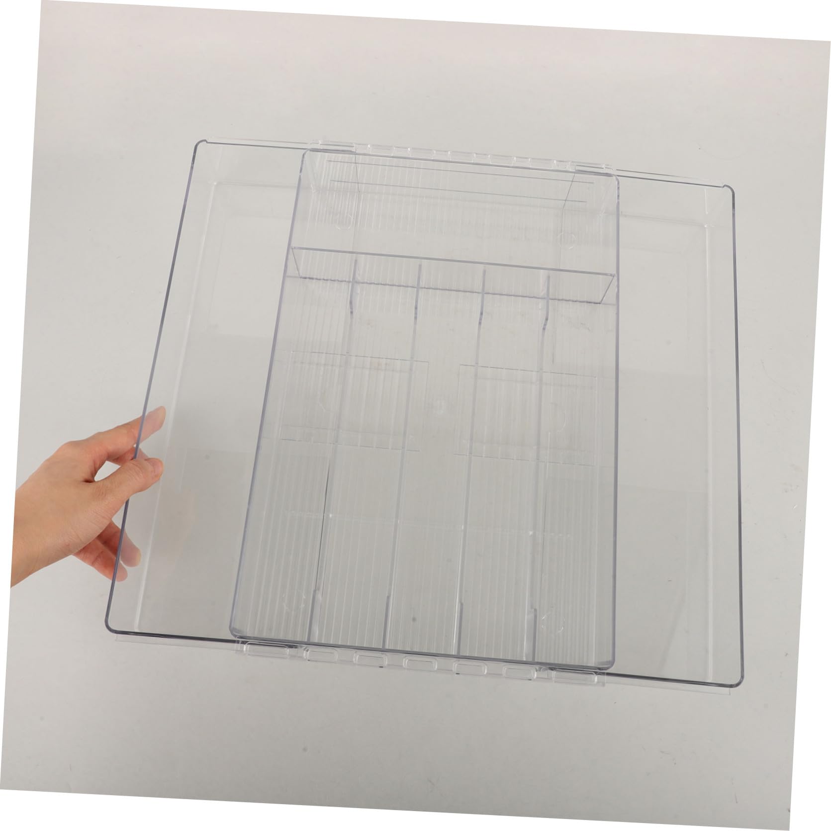 NUOBESTY Ausziehbarer Acryl Besteckkasten Erweiterbarer Küchenutensilien Organizer mit Mehreren Fächern Transparent für Küchenschubladen und Arbeitsplatten