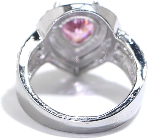Miniatura 4 de Anillo de plata de ley 925 con diamantes de imitación rosa brillante con forma de gotas de agua, circonita cúbica, anillo de compromiso de