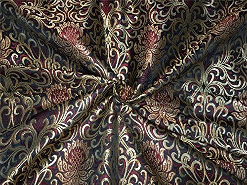 Soie brocade de luxe vert et or métallique Bro564 pour haute couture