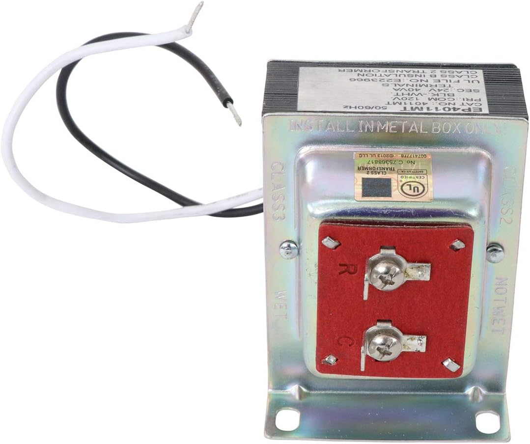 Kitchen Basics 101 24V 40VA Thermostat/Doorbell Transformer, Power Supply Compatible with Nest, Ecobee, Sensi, Honeywell Thermostat, Nest Hello Doorbell & All Versions of Ring Doorbell - - 