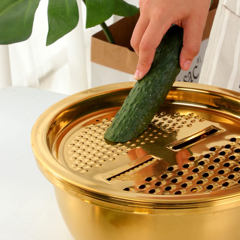Rallador multifuncional de acero inoxidable 304, uso como colador, cortador de verduras, rallador de cocina, para verduras, ensalada de frutas, queso y chocolate (paquete de 2)