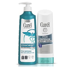 Curel Hydra Therapy Itch Defense Moisturizer and Body Wash Set, Wet Skin Lotion + Curel Itch Defense Calming Daily Cleanser, Body Wash, for Dry, Itchy Skin, 12 oz & 10 oz, Pack of 2