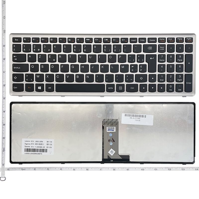 Clavier ordinateur portable Lenovo Ideapad Z710 U510 cadre argenté de rechange BE IT US