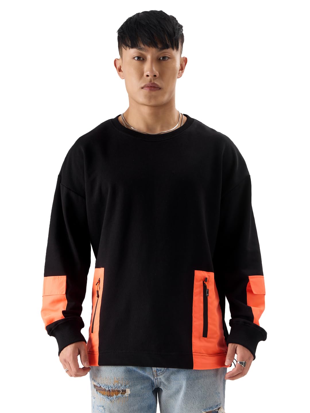 The Souled Store Cotton Blend Blazing Men's And Boys Round Neck Long Sleeve Oversized Fit Sweatshirts