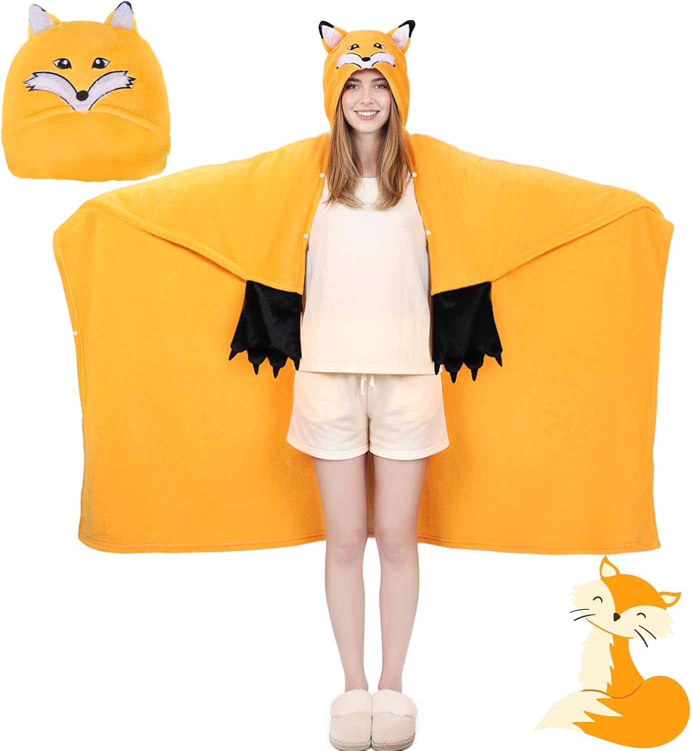 Snowy Owl Wearable Hooded Blanket Adult Gift - Cozy Blanket Hoodie Cape Throw for Women Men, Birthday Holiday Presents