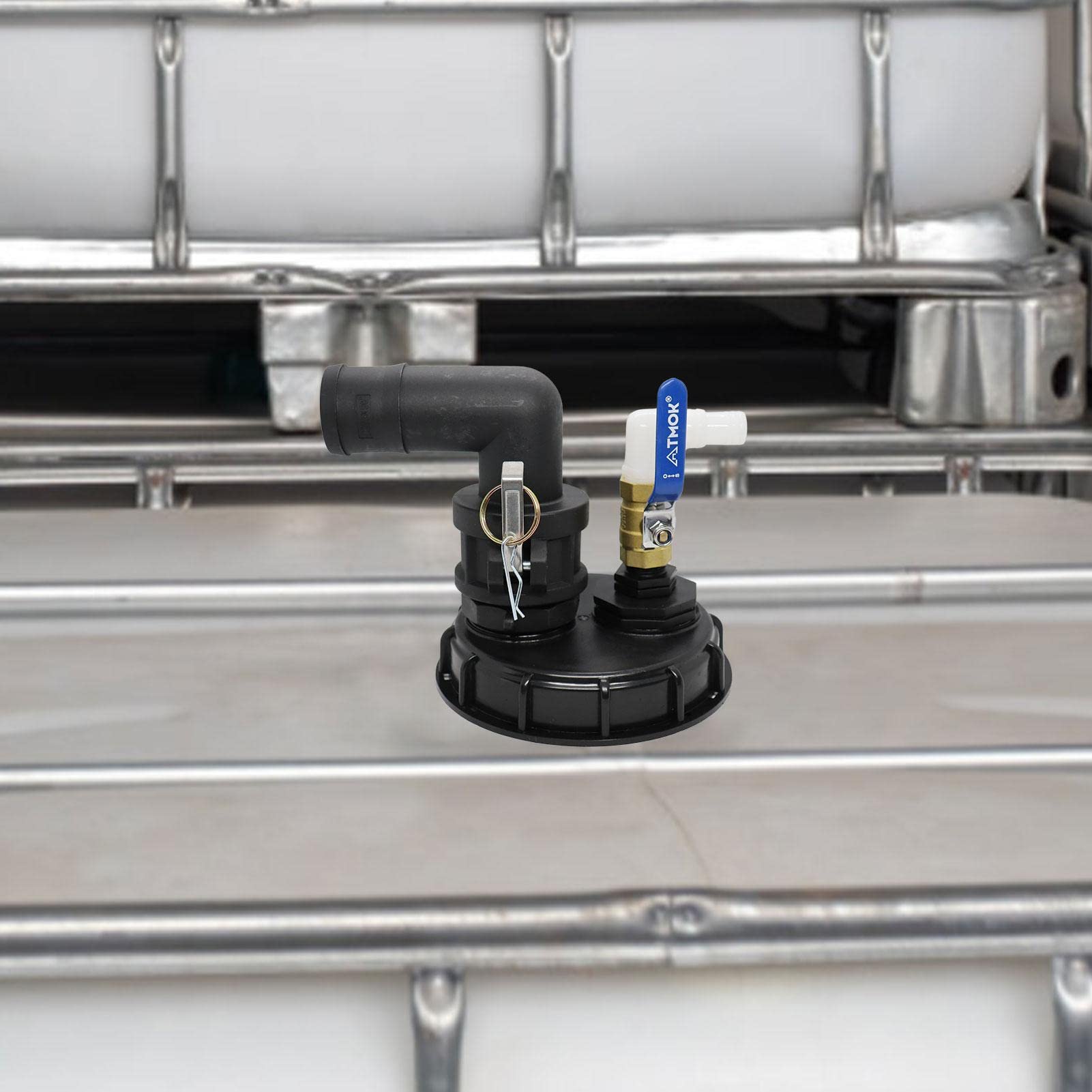 IBC adapter zbiornika tonowego, adapter IBC Tote zbiornik na wod? adapter w? ?a ogrodowego IBC pokrywa pokrywy zbiornika pokrywa z 90-stopniowym ?okciem profesjonalny w? ? cz? ?ci kranu z zaworem