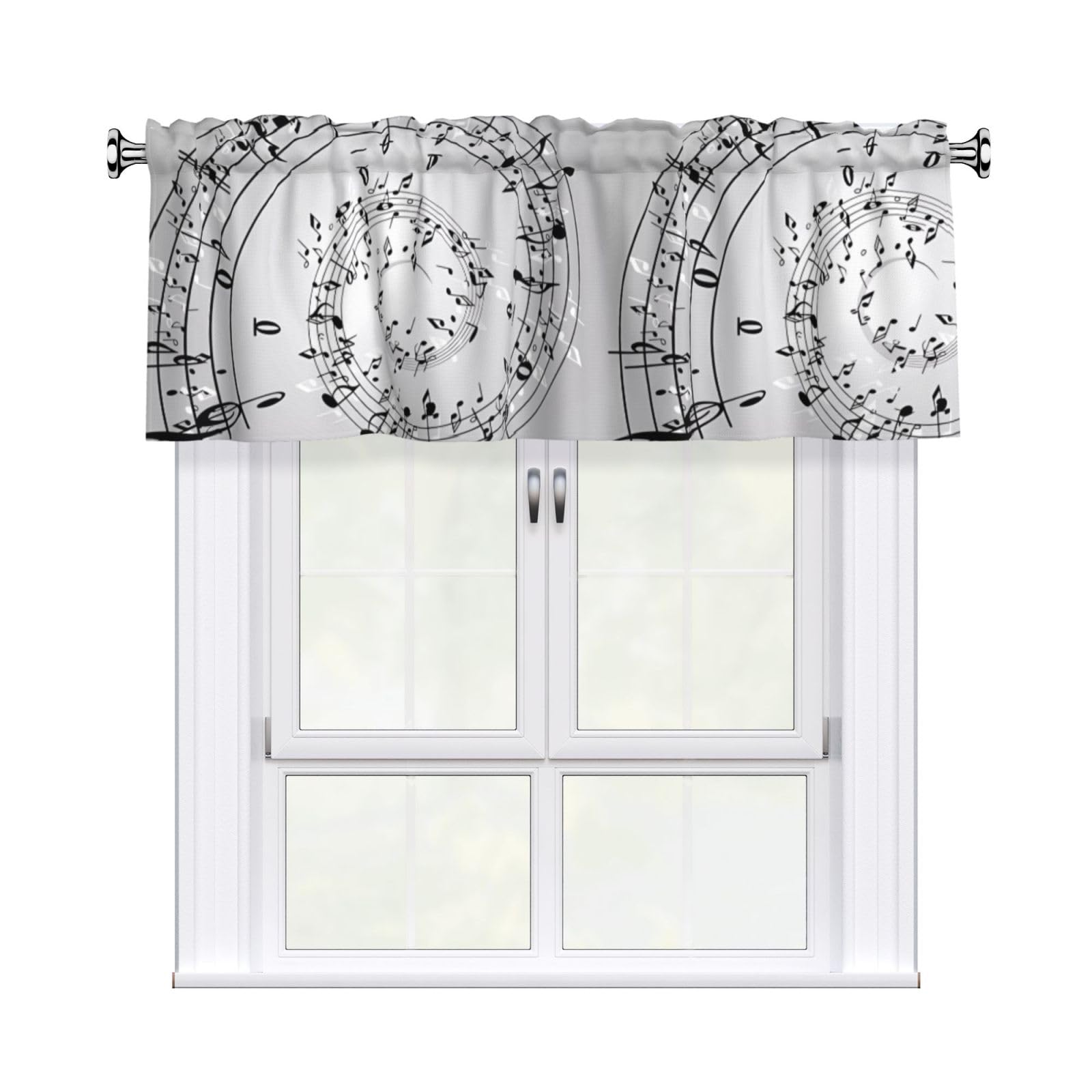 YYHHAOFA Music Note Wall Prints Durable Kitchen Window Layer – 54x18 Inch 100% Polyester Valance with Precision Construction