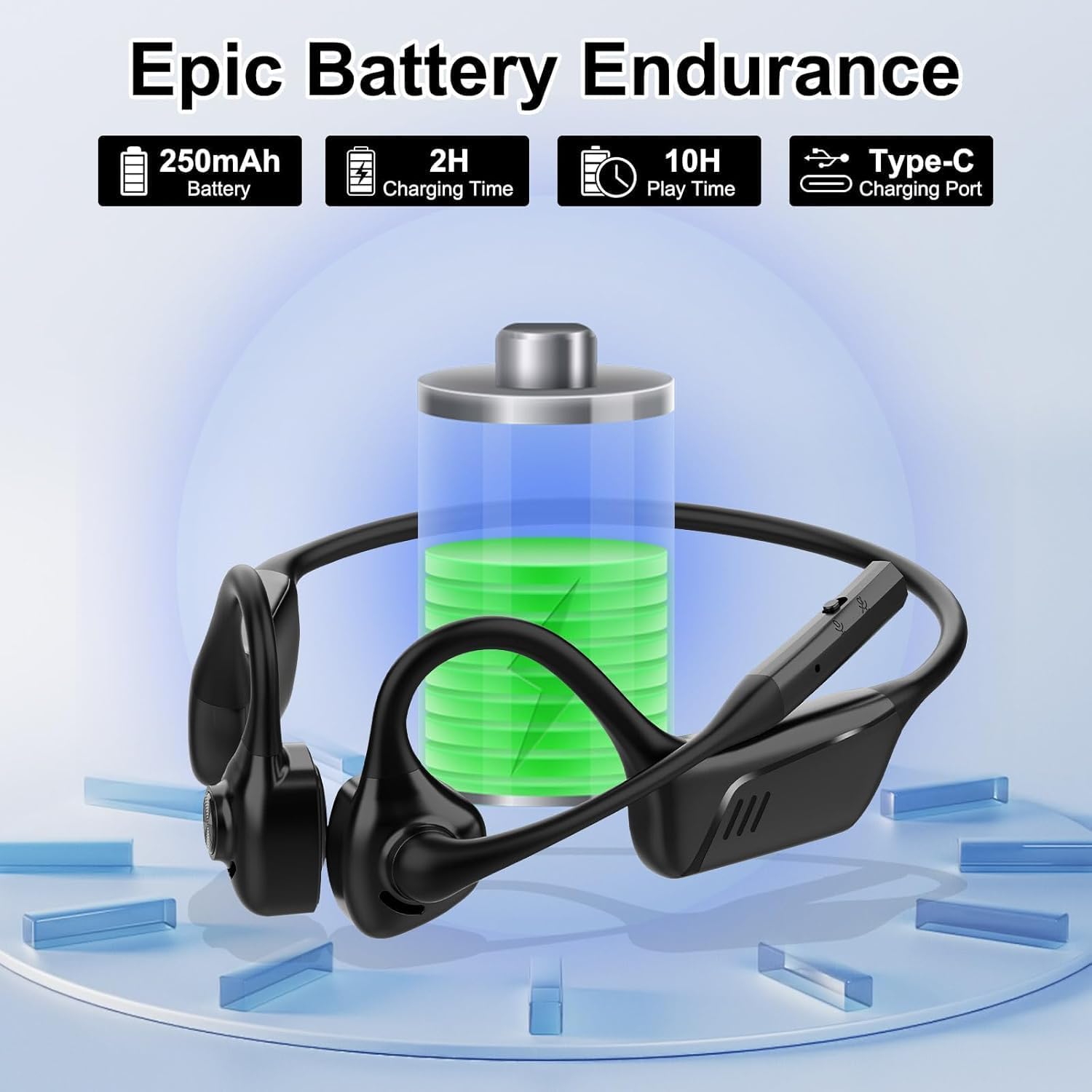 Open Ear Bluetooth Headphones with Microphone, Noise Cancelling Wireless Headset with Mute Button, Supports aptX/aptX-LL/aptX-HD, Designed for Meeting, Home Office,Driving -Not Bone Conduction (Black)