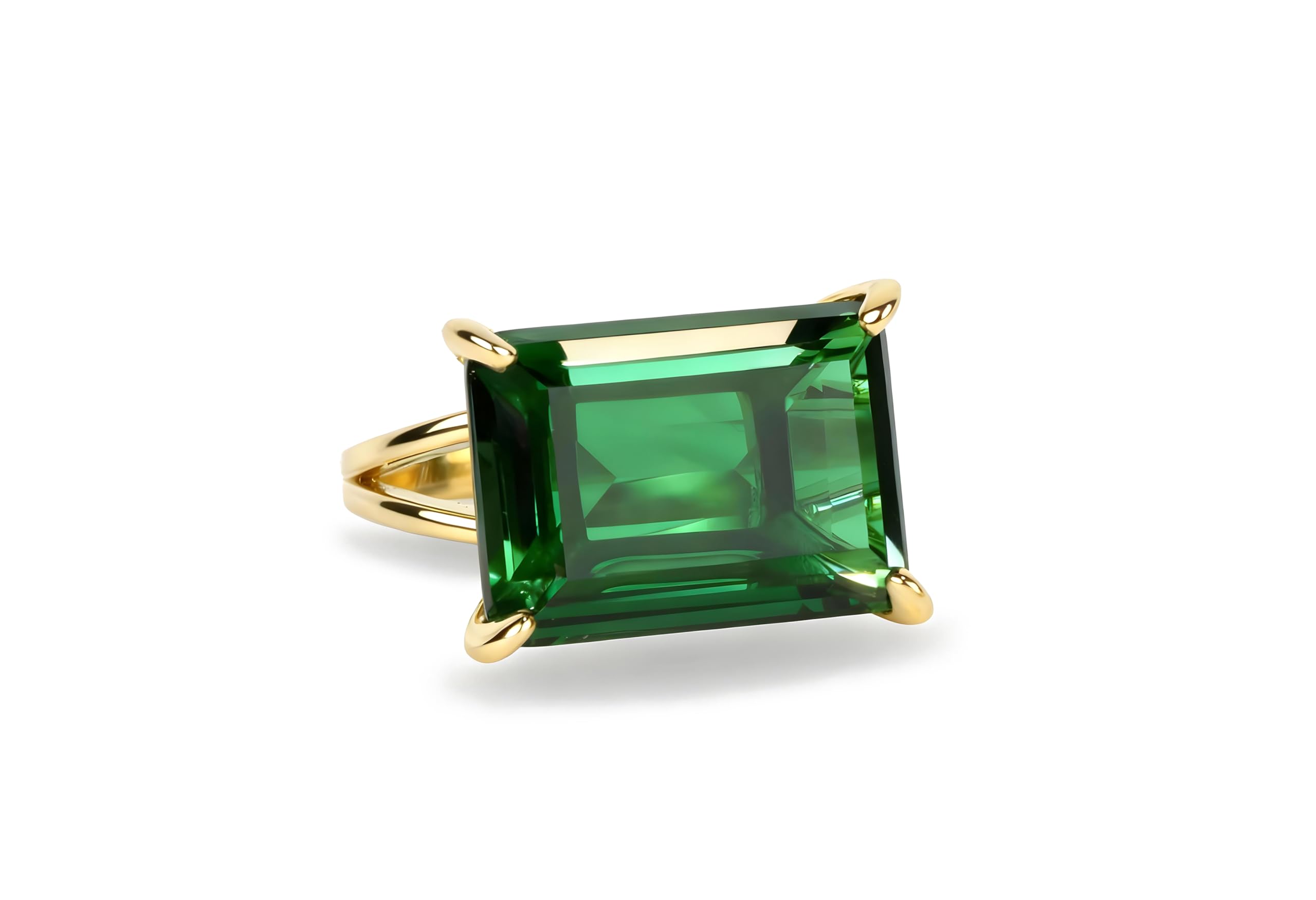 Luxueuse Bague d'Émeraude en Or 14k - Bagues Artisanales pour Fiançailles, Mariage, Mode, Bijoux Cadeaux - Boho, Statement, Bagues Vintage pour Femmes