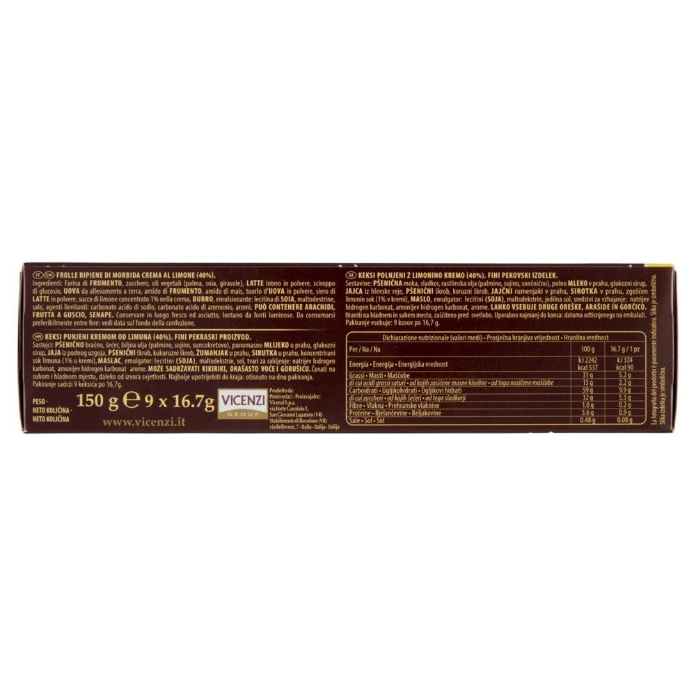 Italian Gourmet Bundle Grisbi Biscuits fourrés citron 3 x 135 g (405 g) – Gâteaux italiens cœur crème citronnée, snack gourmand pause café, dessert à partager, saveur fraîche + Italian Gourmet Polpa
