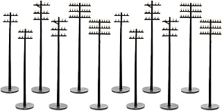 Tofficu 12 Pcs Mini Telephone Pole Set for Model Train Scenery Ho Scale Diorama Accessories Black Abs Plastic 0.47X0.15X2.83 Inches