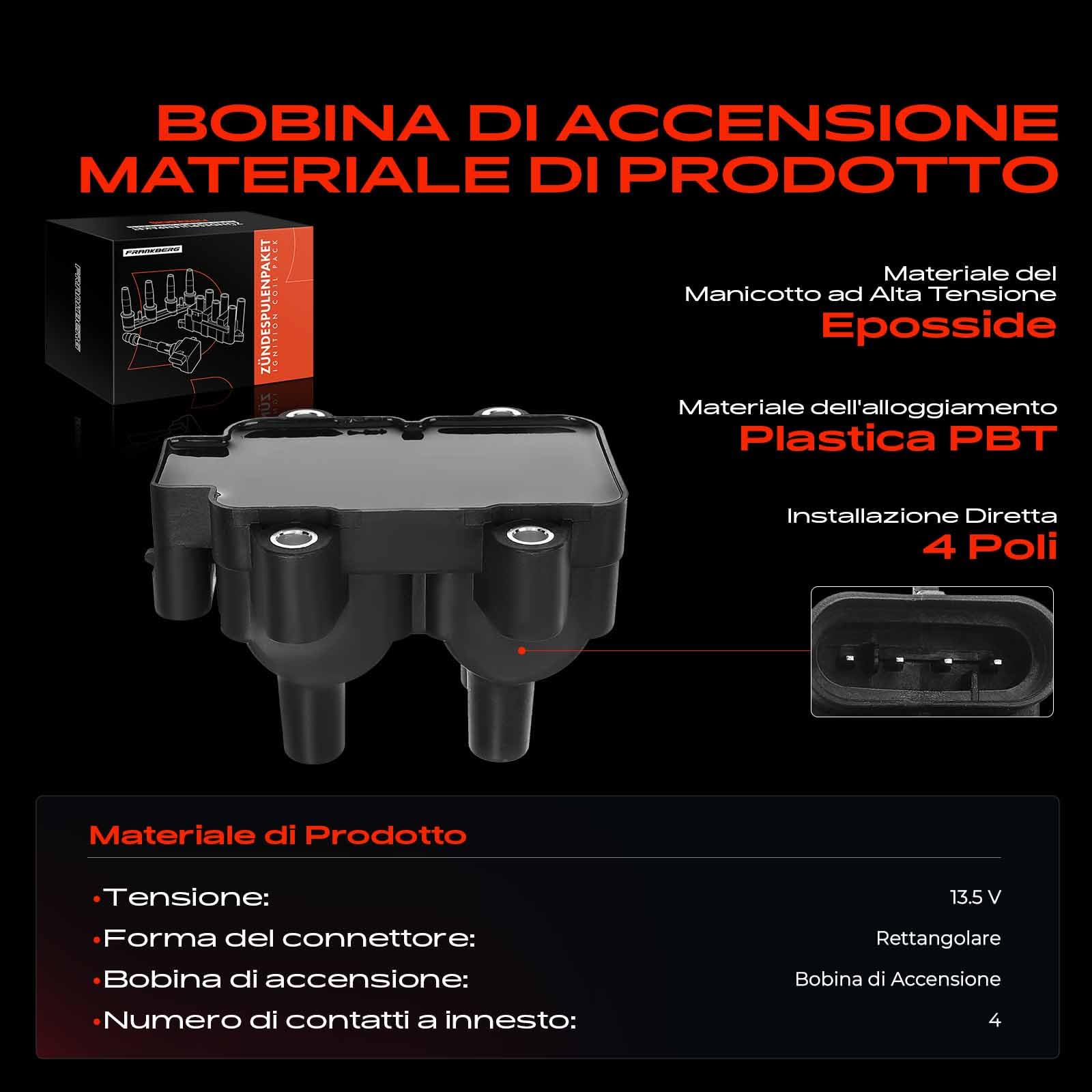 Frankberg Bobine di accensione Benzina Compatibile con Twingo II CN0 1.2L S.a.n.d.e.r.o 1.4L Logan MCV KS 1.4L Logan MCV KS 1.6L S.a.n.d.e.r.o 1.6L Replace# 0986221060