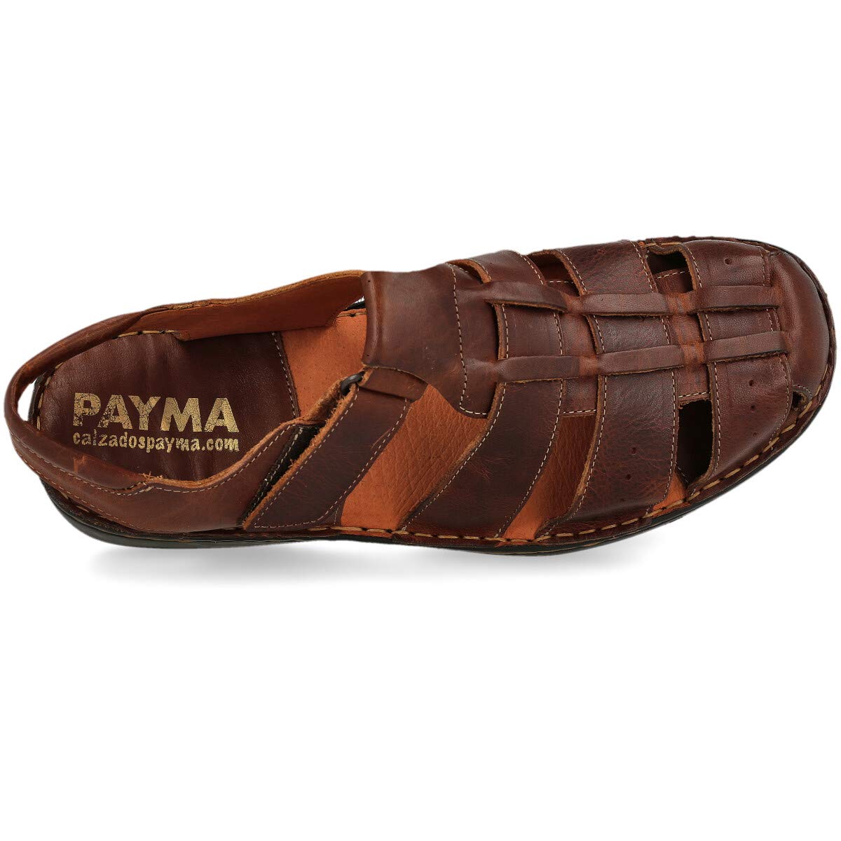 Sandalias para Hombre de Verano de Piel. Senderismo, Trekking, Playa. Cangrejeras. Plantilla Acolchada de Microfibra. Piso de Goma. Cierre de Contacto. Color Marrón Negro
