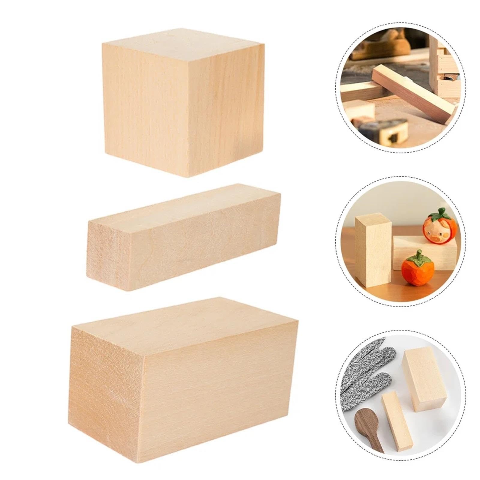 6 Blocchi di Tiglio Non Finiti, Giallo Chiaro Naturale