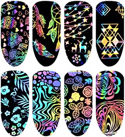 3D Design Nail Art Sticker Transfer Foil Starry Sky Manicure Stamp Accessory Decoration 8Pc/Set