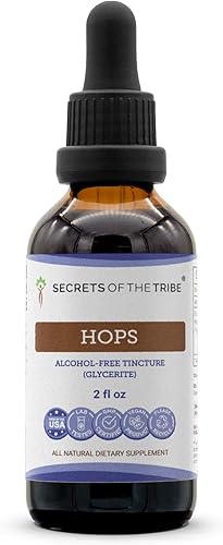 Secrets of the Tribe Extracto líquido sin alcohol de tintura de lúpulo, flor seca de lúpulo (Humulus Lupulus) (2 onzas líquidas)