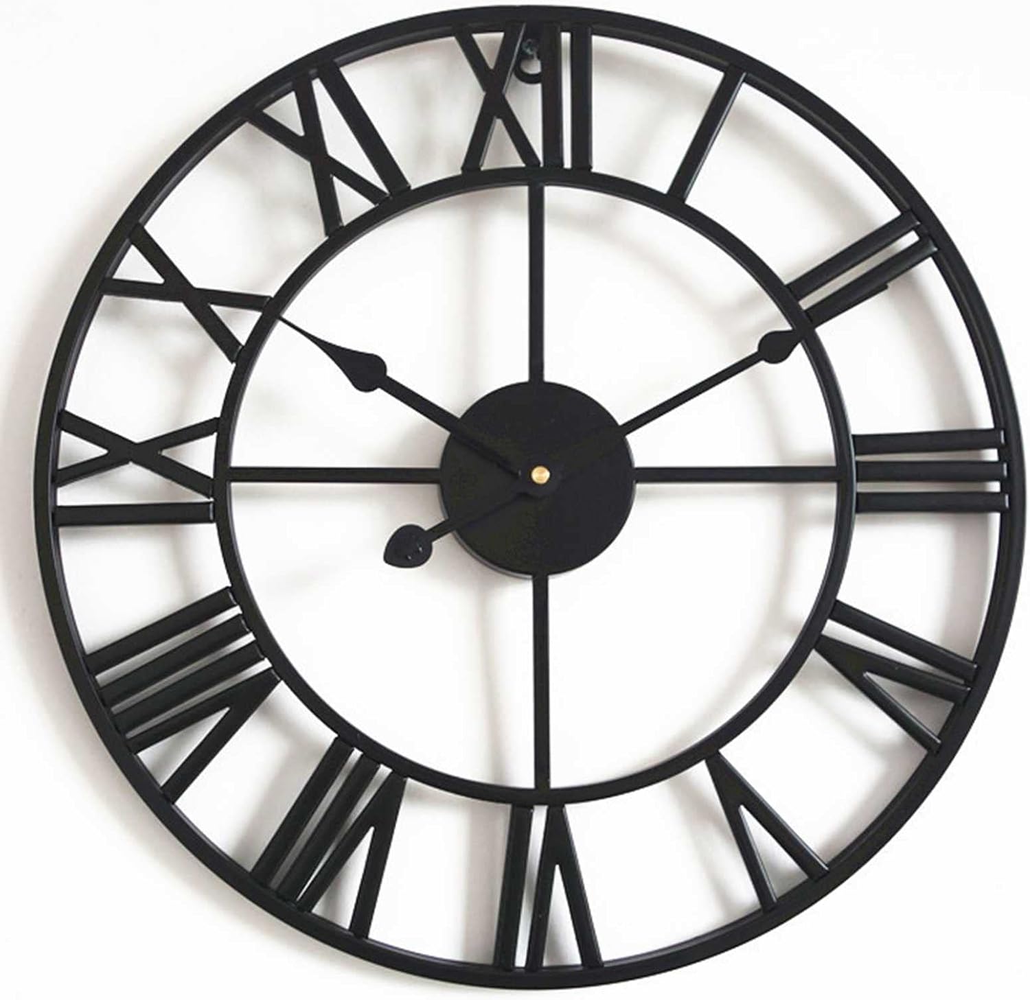 BTZHY Wall Clock,Outdoor Garden Wall Clock,Large Retro Roman Numerals Garden Clock Open Face Wrought Iron Outdoor Clock Indoor Outdoor Decoration Outside Clock Mute Quartz Wall Clock