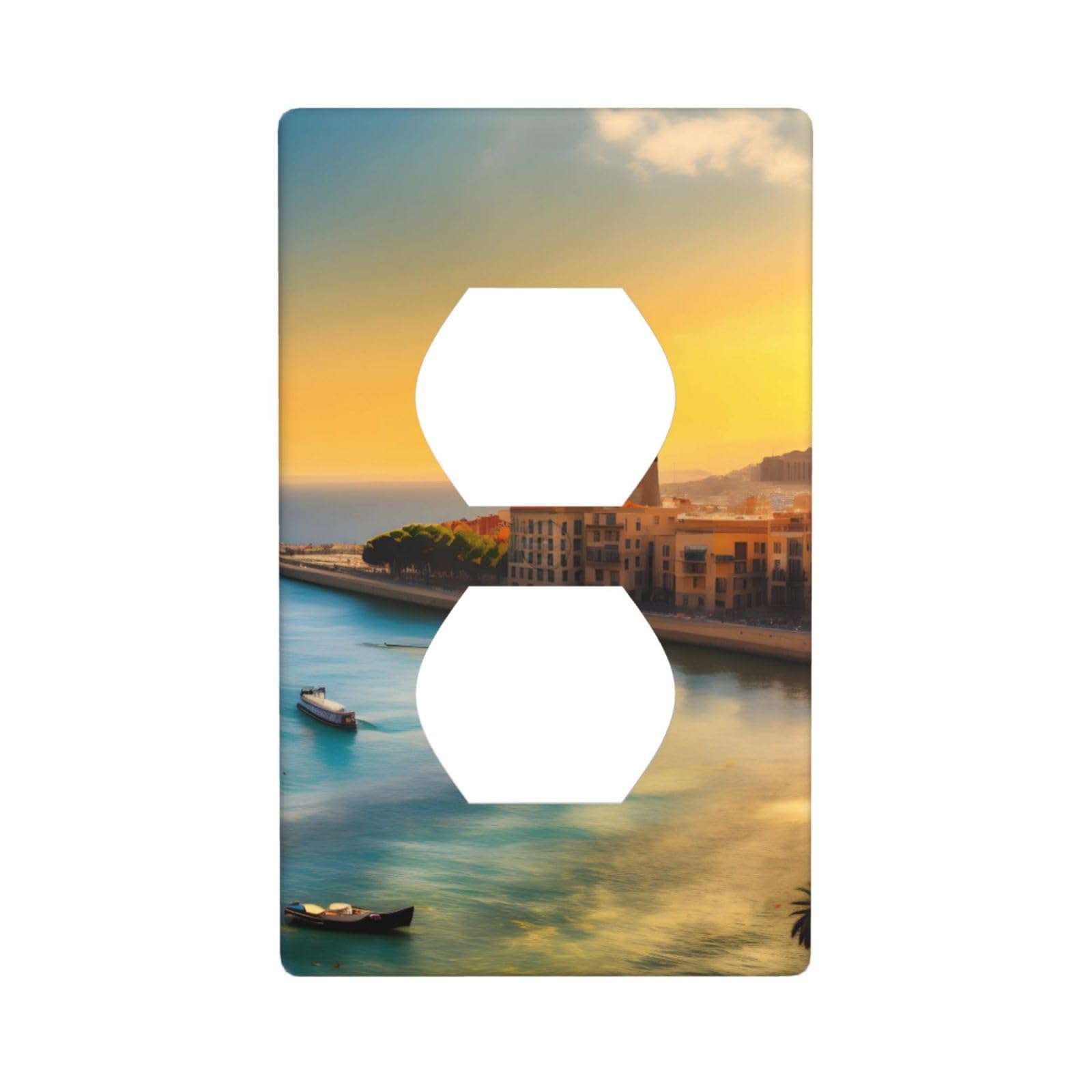 Sunset in Barcelona Decorative Switch Plate Cover-Unbreakable Polycarbonate Wall Plate for Home Office, 1 Gang with Screws