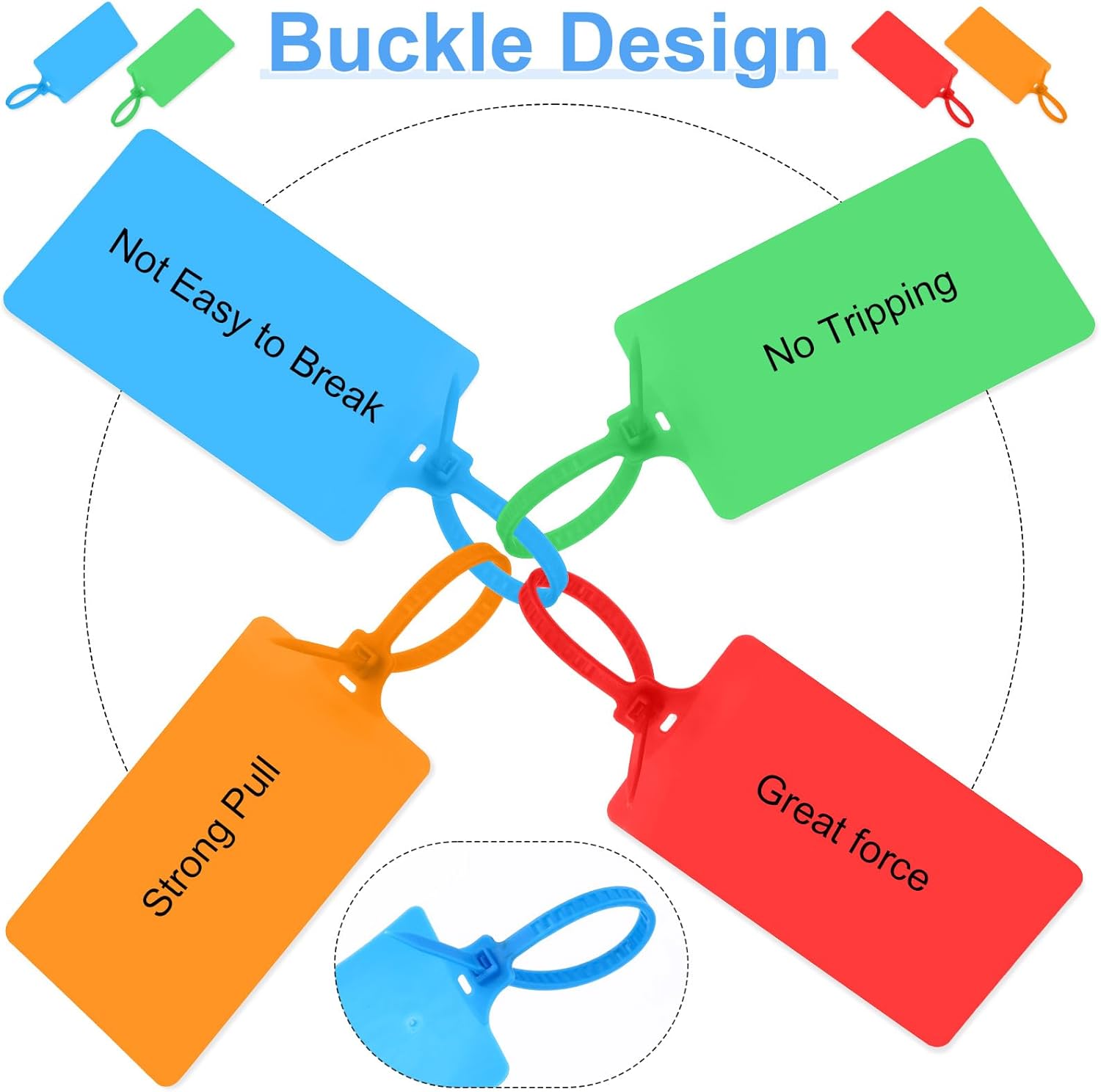 Chunful 500 Pcs Blank Plastic Tags Shipping Tags 3.94"x 2.36" Waterproof Sealing Shipping Labels Bulk Writable Hanging Tag Ties Sealing Strap Reusable Mark Labels for Keys Luggage Logistic(Colored) - Image 2