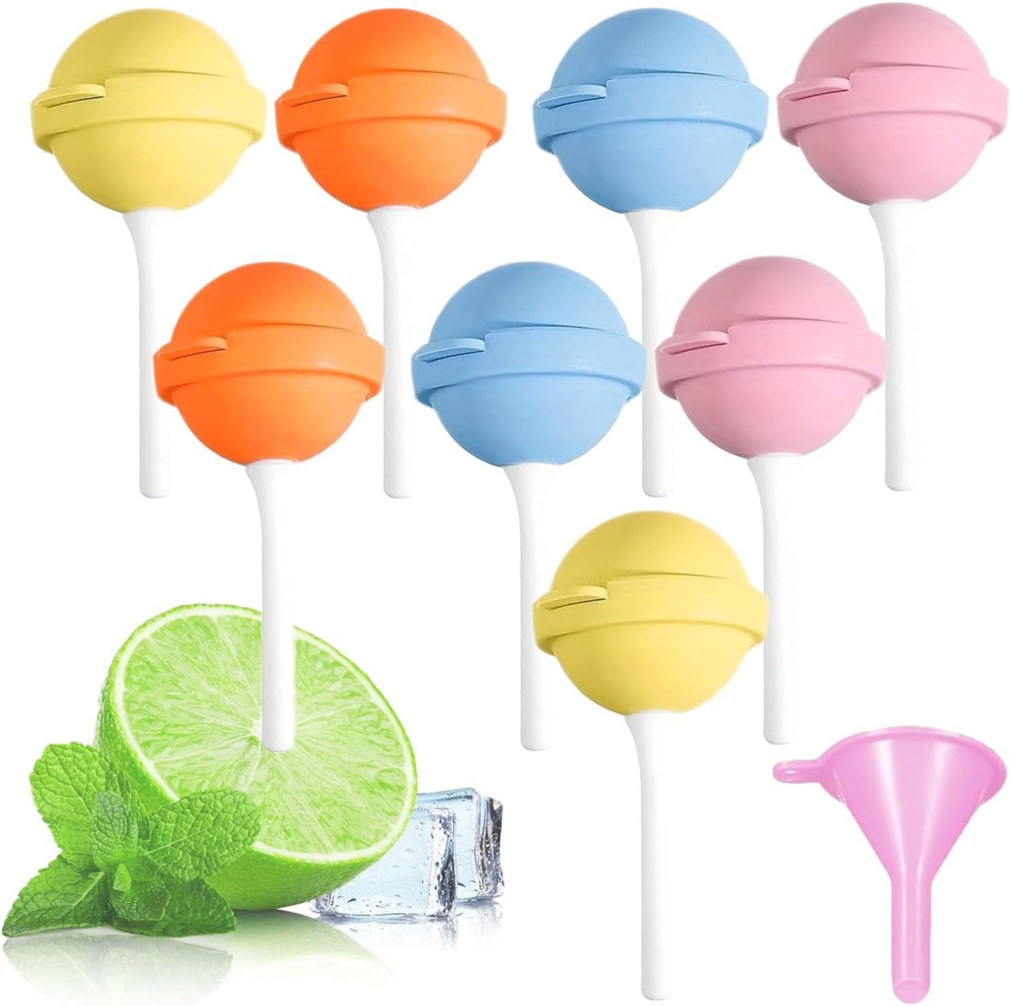 8 Pcs Silicone Lollipop Popsicle Molds, 2026 New Silicone Lollipop Ice Cream Maker Molds, Free Reusable Ice Cream Molds with Sticks, DIY Homemade Freezer Treat Maker
