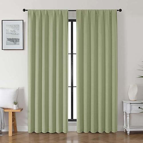 Miniatura 77 de Gwine - Cortinas opacas negras para dormitorio de 84 pulgadas de largo, juego de 2 paneles, cortinas sólidas reductoras de ruido con aislamiento